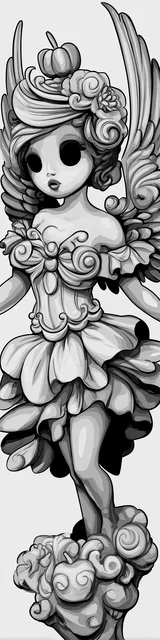 Free angel bookmark to color featuring dark eyes cute angel